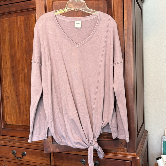 Soma - Women’s Soft Lightweight Sweater with tie bottom. Color: Mauve.  Size: M - Picture 2 of 5